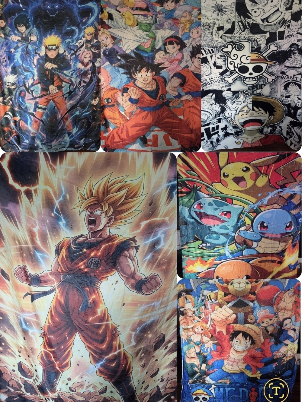 Queen 60x80 Plush Throw Vibrant Anime Blanket Pokémon Dbz Goku Naurato One Piece
